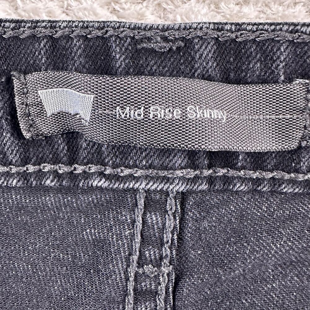 Levis Jeans Womens 14 Black The Skinny Mid Rise Stretch Denim- Black Tag - Picture 6 of 13